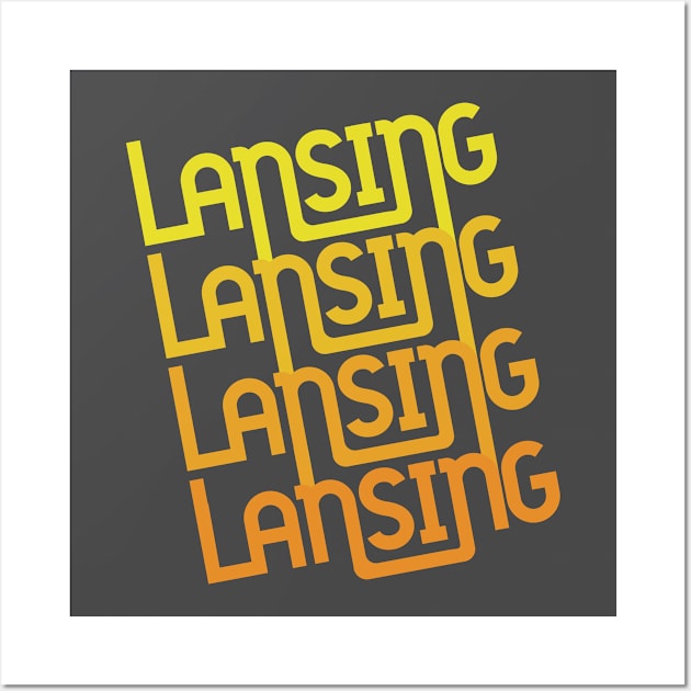 Lansing - Retro Skewed Repeating in Sunset Wall Art by sadsquatch